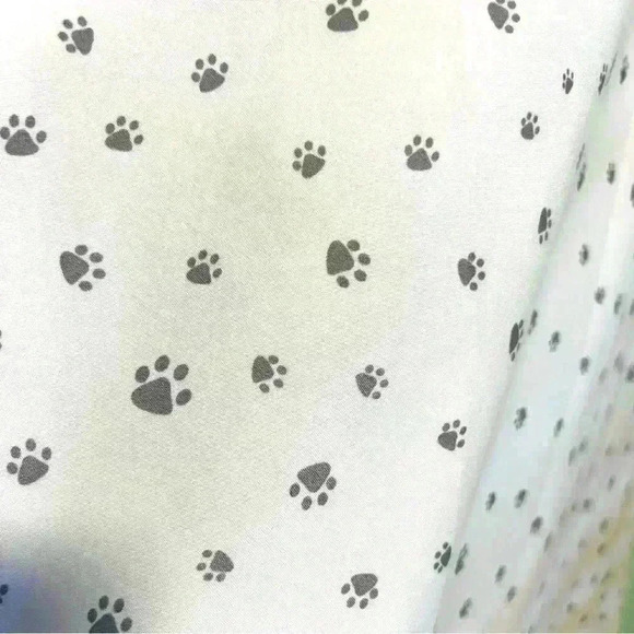 84” Semi Sheer Kids Window Curtains White Gray Paw Print 2 Panels Polyester - Picture 2 of 5